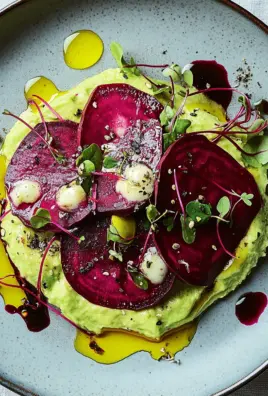 Rote Bete Carpaccio auf Avocadocreme