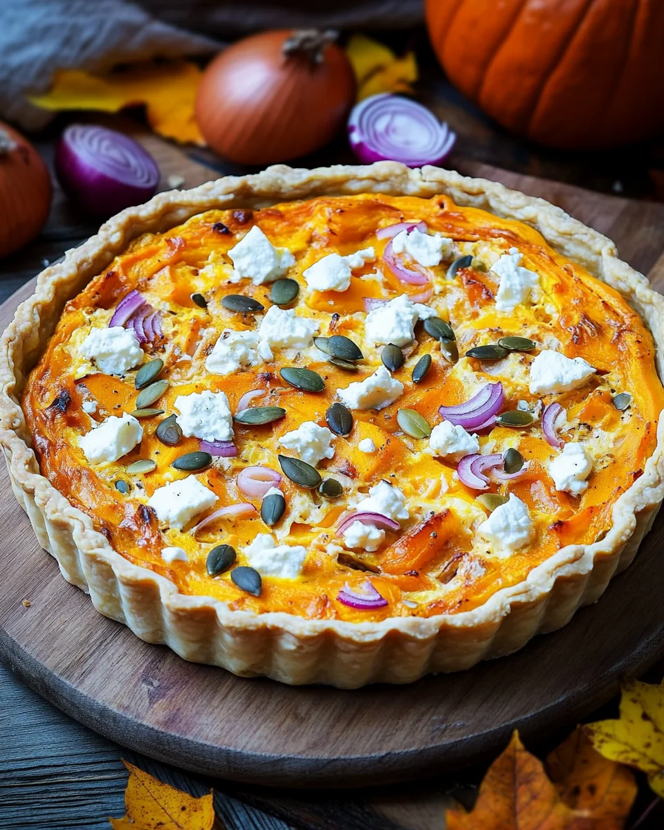 Saftige K&uuml;rbis-Quiche mit Feta