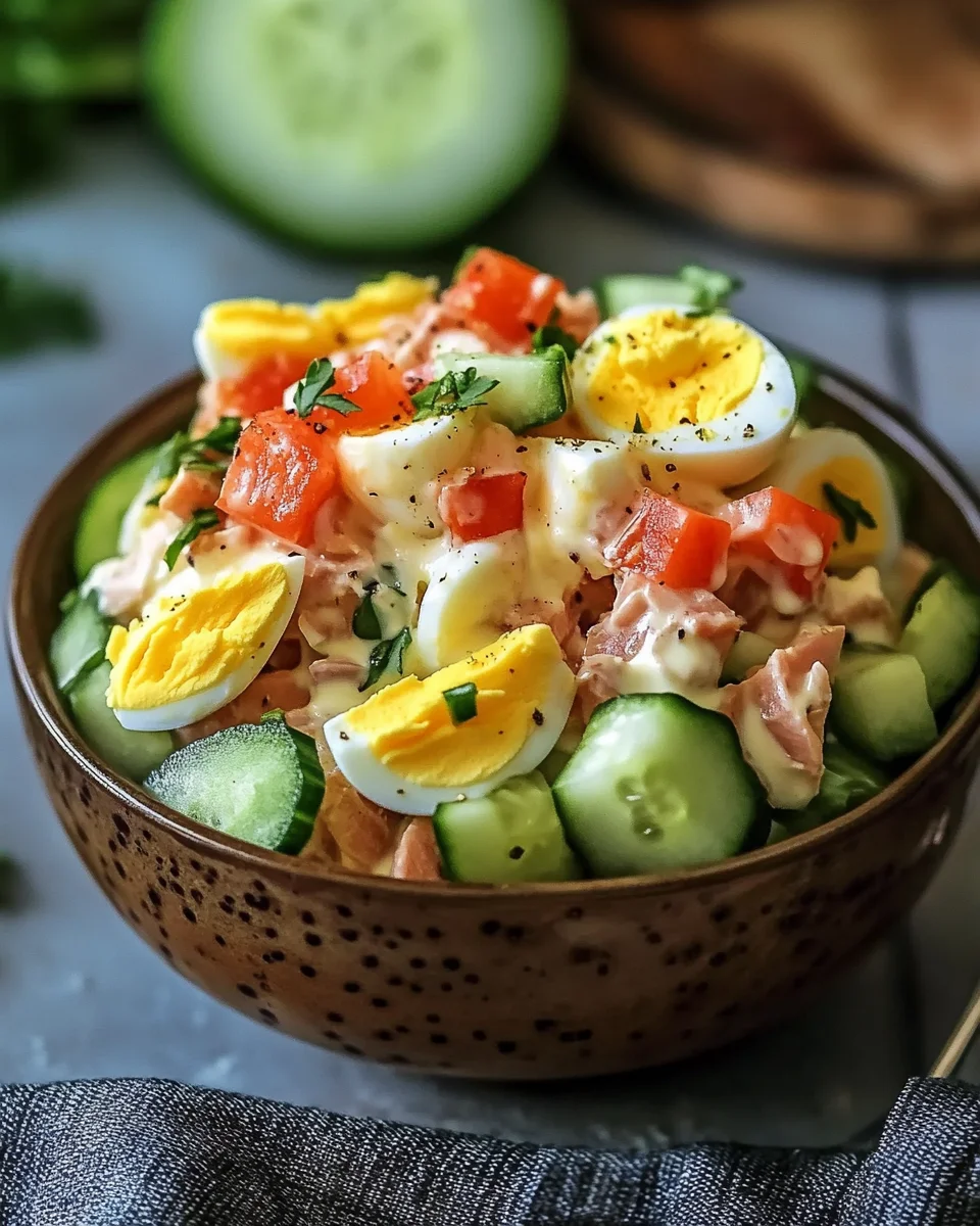 Thunfischsalat mit Ei und Gurke
