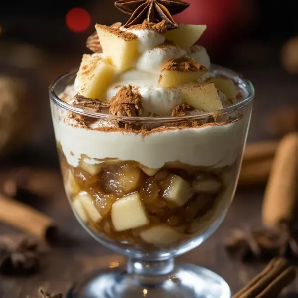 Winterliche Spekulatius-Creme mit Bratapfelkompott