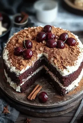 Winterlicher Maulwurfkuchen mit Zimtsahne und Punschkirschen