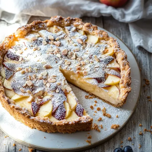 Würziger Bratapfel-Käsekuchen mit Zimtstreuseln