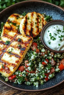 Würziger Halloumi mit Tabbouleh und Minzjoghurt
