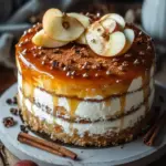 Bratapfeltorte mit Orangen-Zimt-Creme und Karamell-Drip