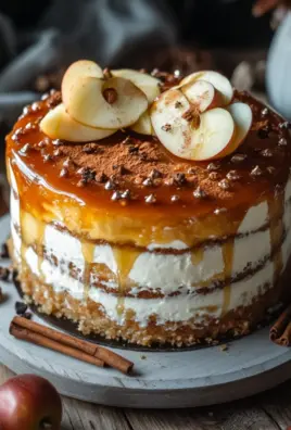 Bratapfeltorte mit Orangen-Zimt-Creme und Karamell-Drip 40 Bratapfeltorte mit Orangen-Zimt-Creme und Karamell-Drip