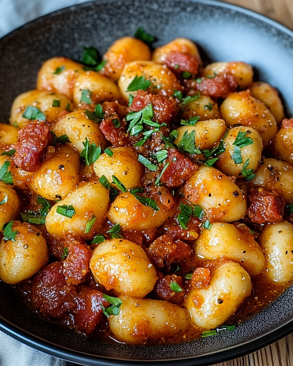 Gnocchi mit Chorizo und cremiger Harissa-Sauce