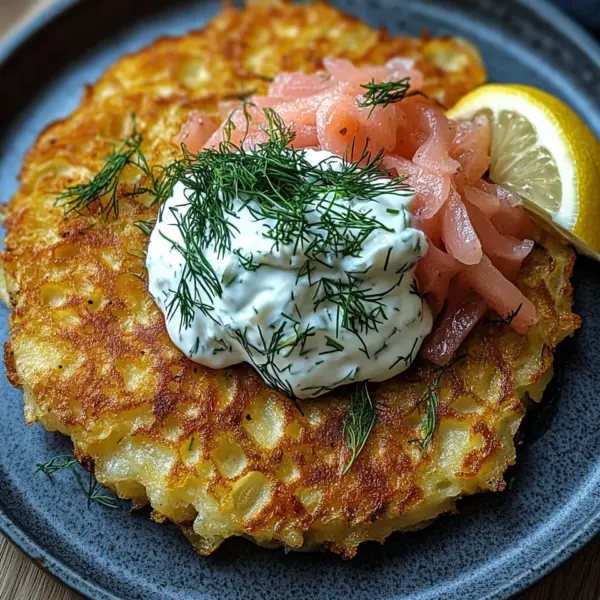 Großer Rösti mit Frischkäse und Lachs