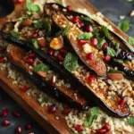 Auberginen mit Dattel-Mandel-Couscous und Minze
