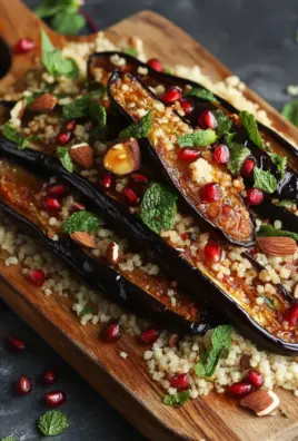 Auberginen mit Dattel-Mandel-Couscous und Minze