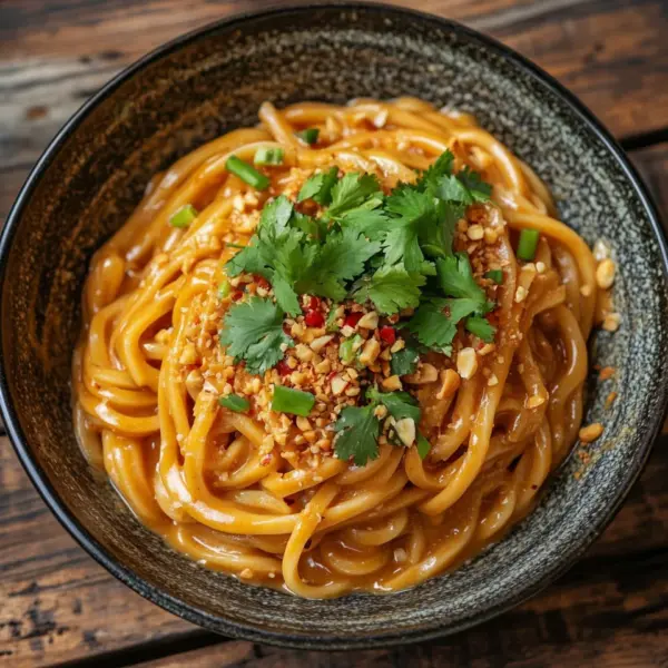 Chinesische Nudeln mit Erdnusssauce