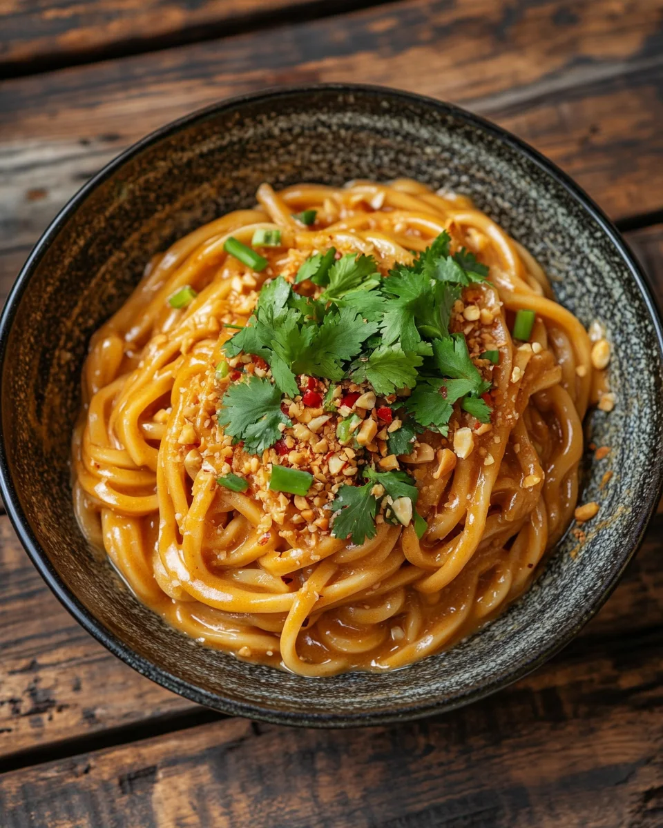 Chinesische Nudeln mit Erdnusssauce