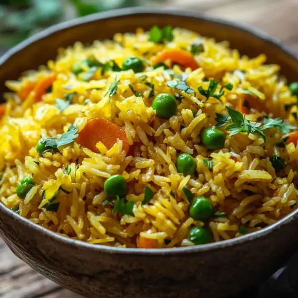 Curryreis mit Erbsen und Möhren