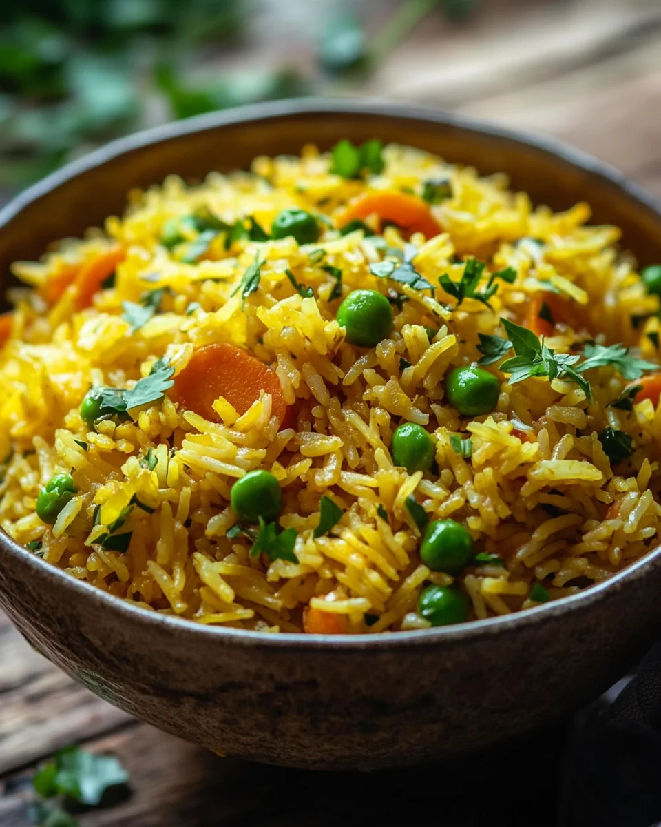 Curryreis mit Erbsen und Möhren