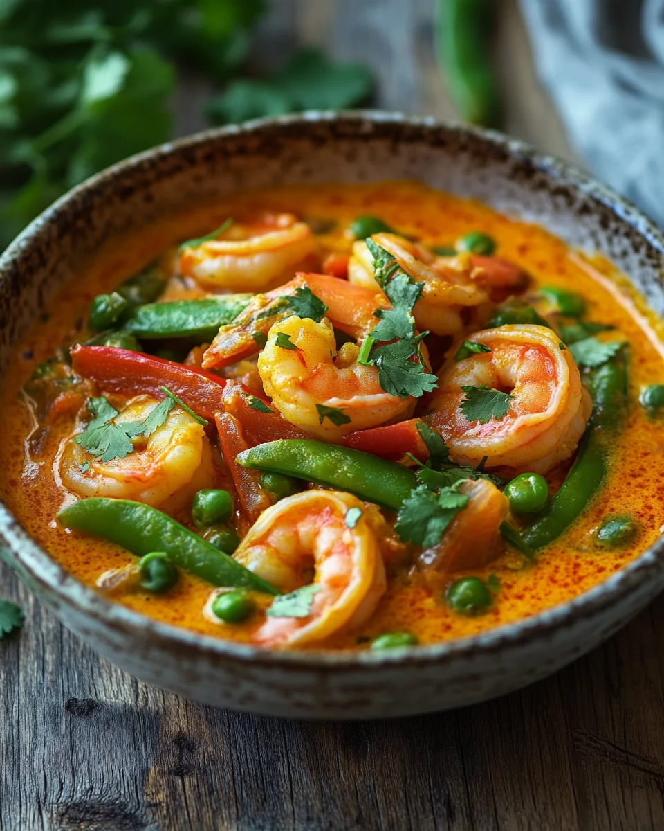 Garnelencurry mit Zuckerschoten