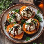 Gef&uuml;llte S&uuml;&szlig;kartoffeln mit Burrata