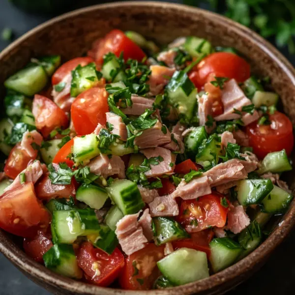 Schneller Thunfischsalat mit Gurke und Tomate