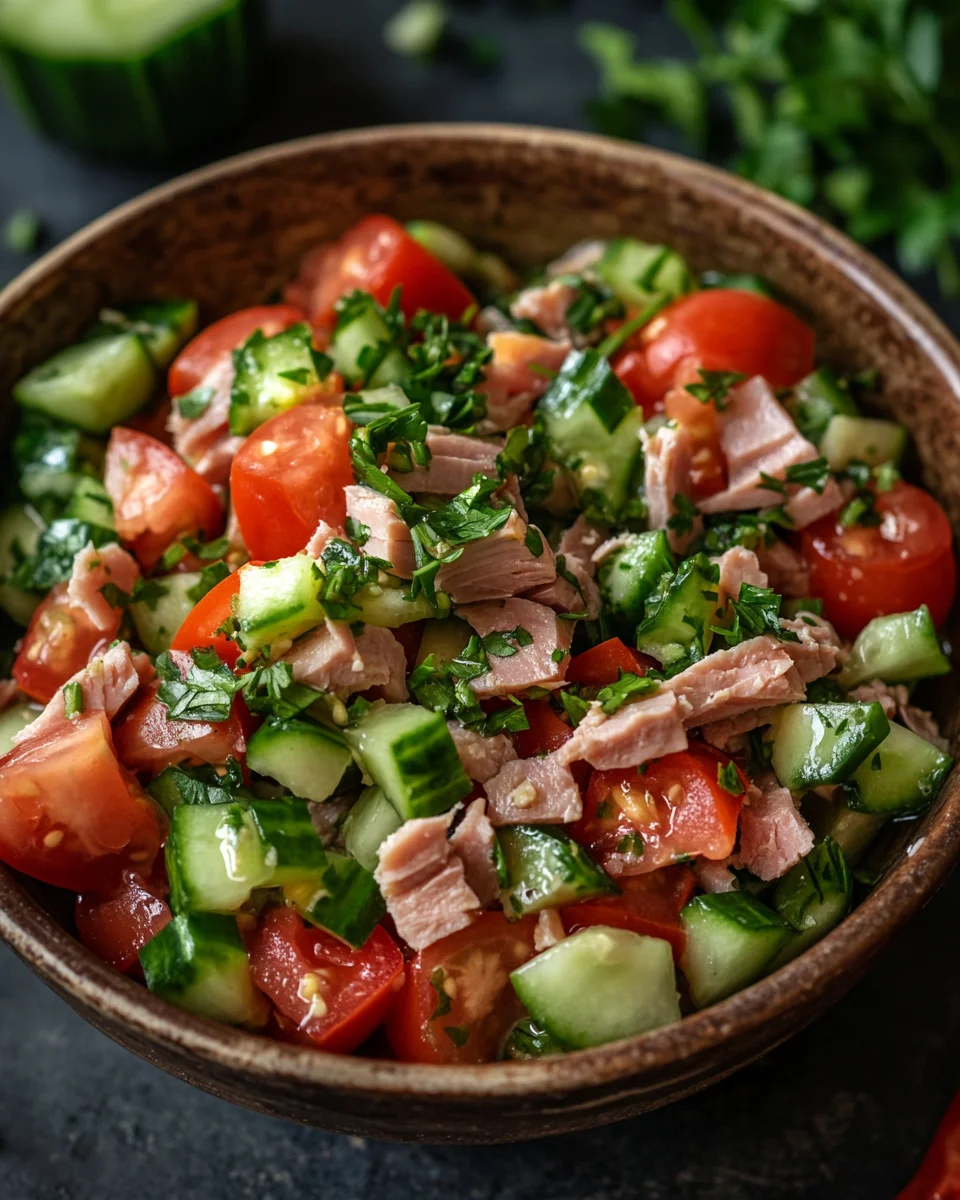 Schneller Thunfischsalat mit Gurke und Tomate