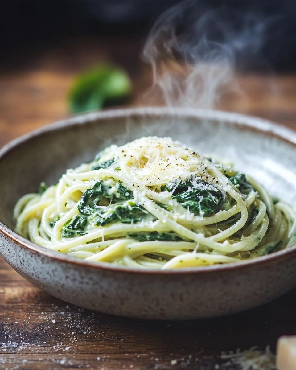 Spaghetti mit Spinat Frischkäse-Sauce