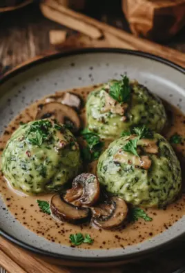 Südtiroler Spinatknödel mit Pilzrahm