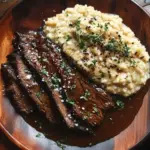 Tender Beef Brisket in Cola with Creamy Parmesan Risotto