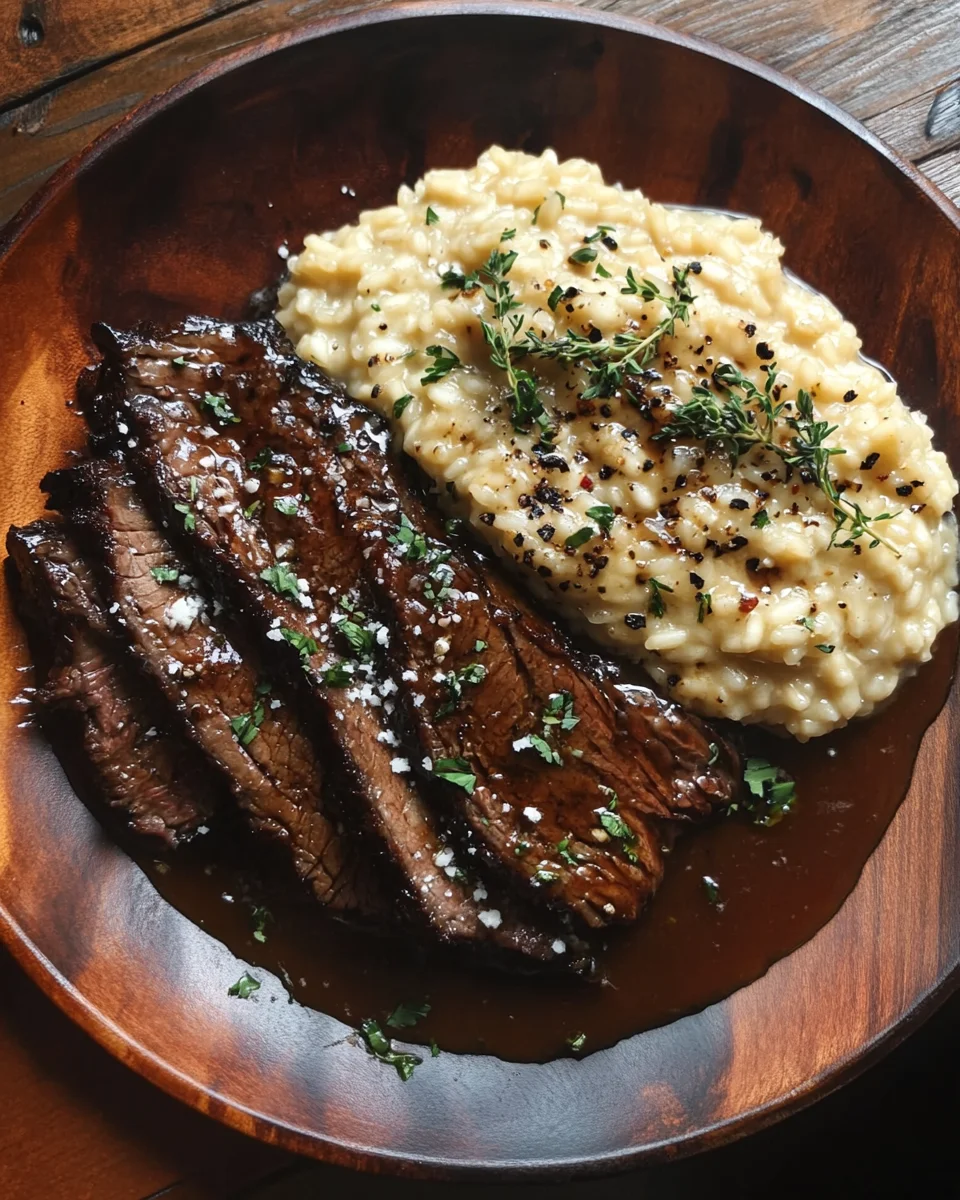 Tender Beef Brisket in Cola with Creamy Parmesan Risotto